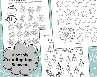 Kids Reading Log Bundle: Monthly Reading Tracker Printable (PDF Download) Pre-k Kindergarten Elementary Spring Summer Break