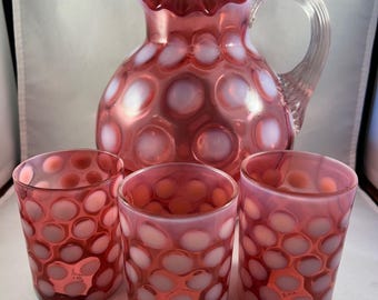 Fenton Coin Dot Cranberry Opalescent Sugar Shaker - Etsy