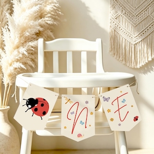 Little Love Bug Birthday Party Bundle, Editable Canva Templates, Vintage Ladybug Girl 1st Birthday Invite Suite, Digital Download image 6