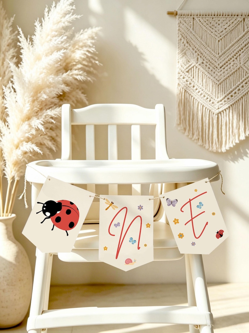 Little Love Bug Birthday Party Bundle, Editable Canva Templates, Vintage Ladybug Girl 1st Birthday Invite Suite, Digital Download image 6