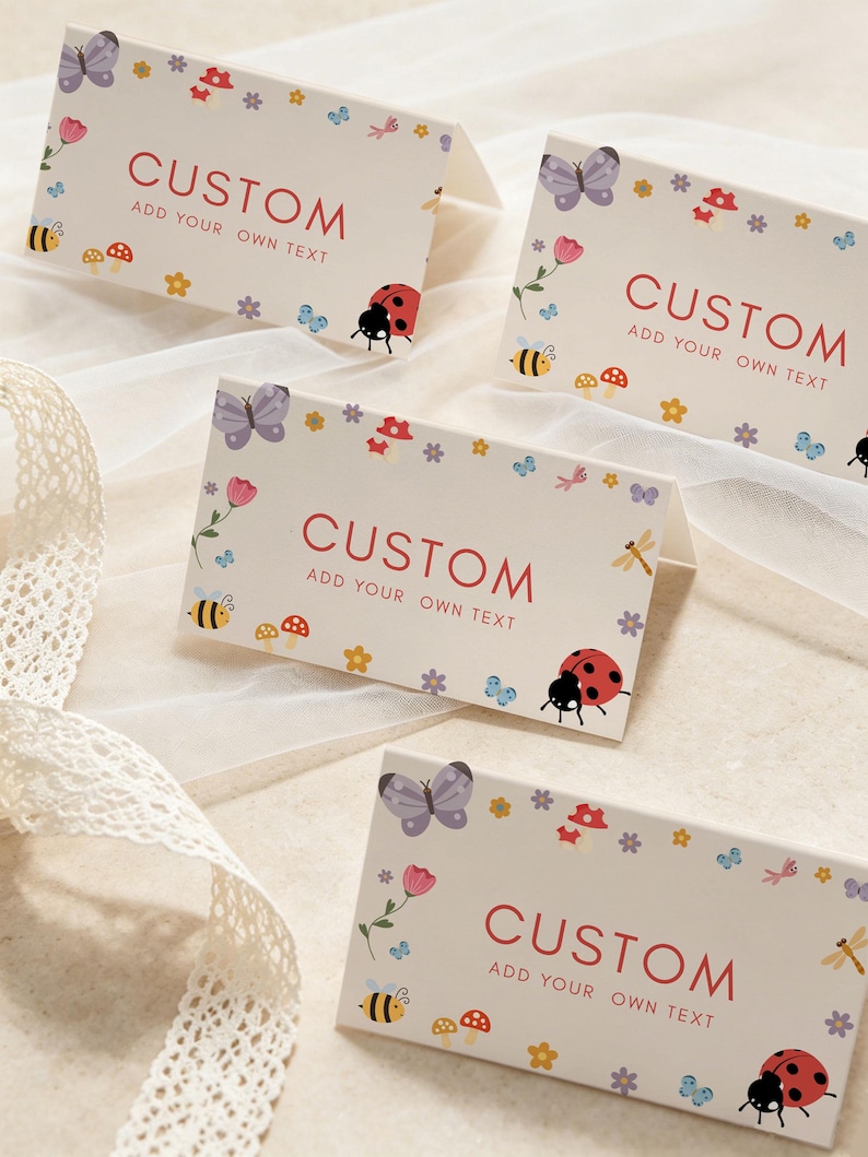 Little Love Bug Birthday Party Bundle, Editable Canva Templates, Vintage Ladybug Girl 1st Birthday Invite Suite, Digital Download image 11