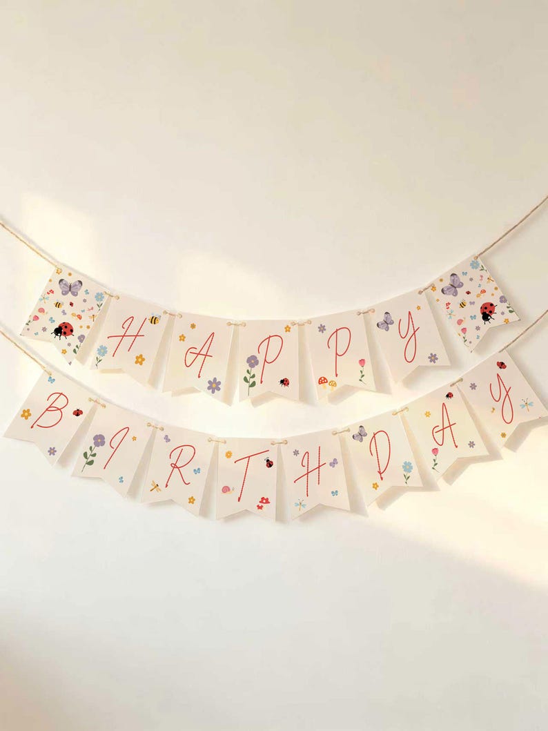 Little Love Bug Birthday Party Bundle, Editable Canva Templates, Vintage Ladybug Girl 1st Birthday Invite Suite, Digital Download image 5