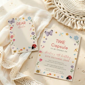 Little Love Bug Birthday Party Bundle, Editable Canva Templates, Vintage Ladybug Girl 1st Birthday Invite Suite, Digital Download image 8