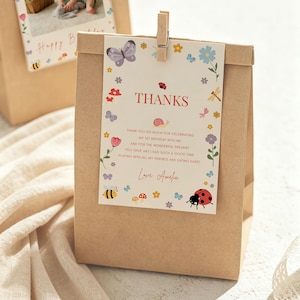Little Love Bug Birthday Party Bundle, Editable Canva Templates, Vintage Ladybug Girl 1st Birthday Invite Suite, Digital Download image 15