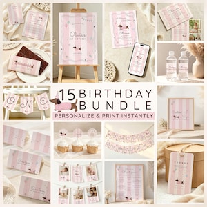 A Weenie Bit Older Birthday Party Bundle, Dachshund First Birthday Decorations, Pink Puppy Editable Canva Template, Printable Party Set