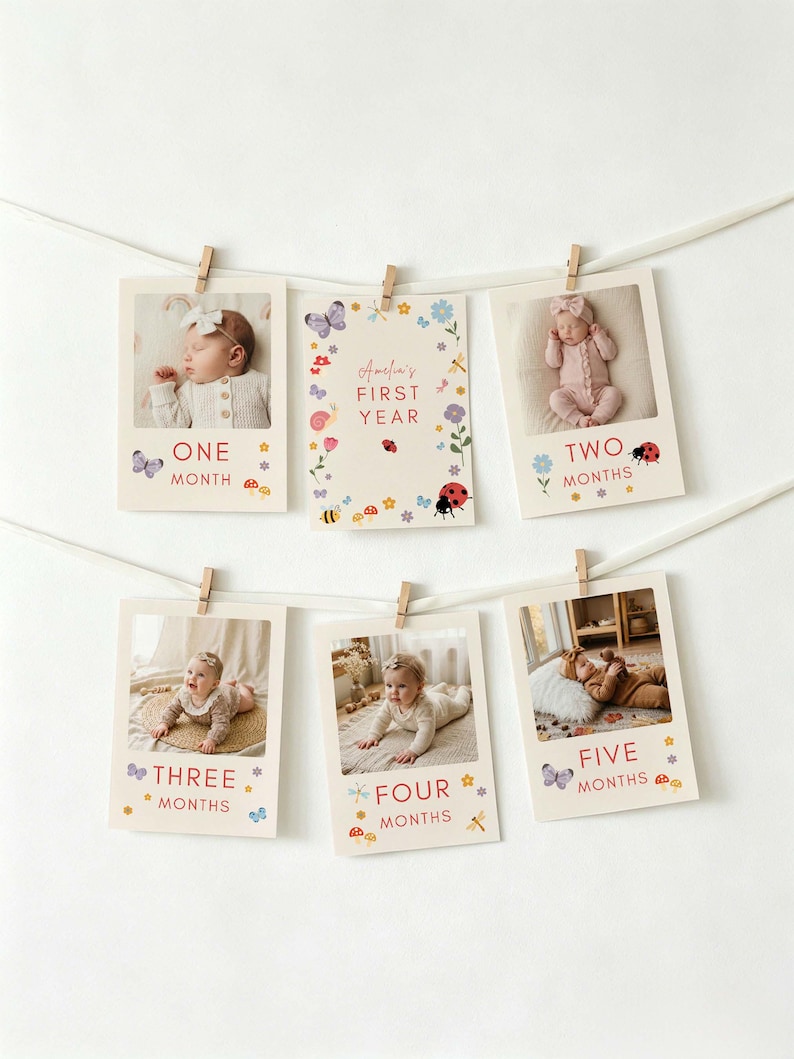 Little Love Bug Birthday Party Bundle, Editable Canva Templates, Vintage Ladybug Girl 1st Birthday Invite Suite, Digital Download image 7