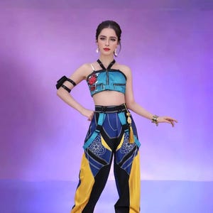 Zoey Cosplay Costume, Huntrix Zoey Costume Set, K-pop Demon Hunter Cosplay, Halloween Cosplay Costume, Huntrix Cosplay Costume, Kpop wig