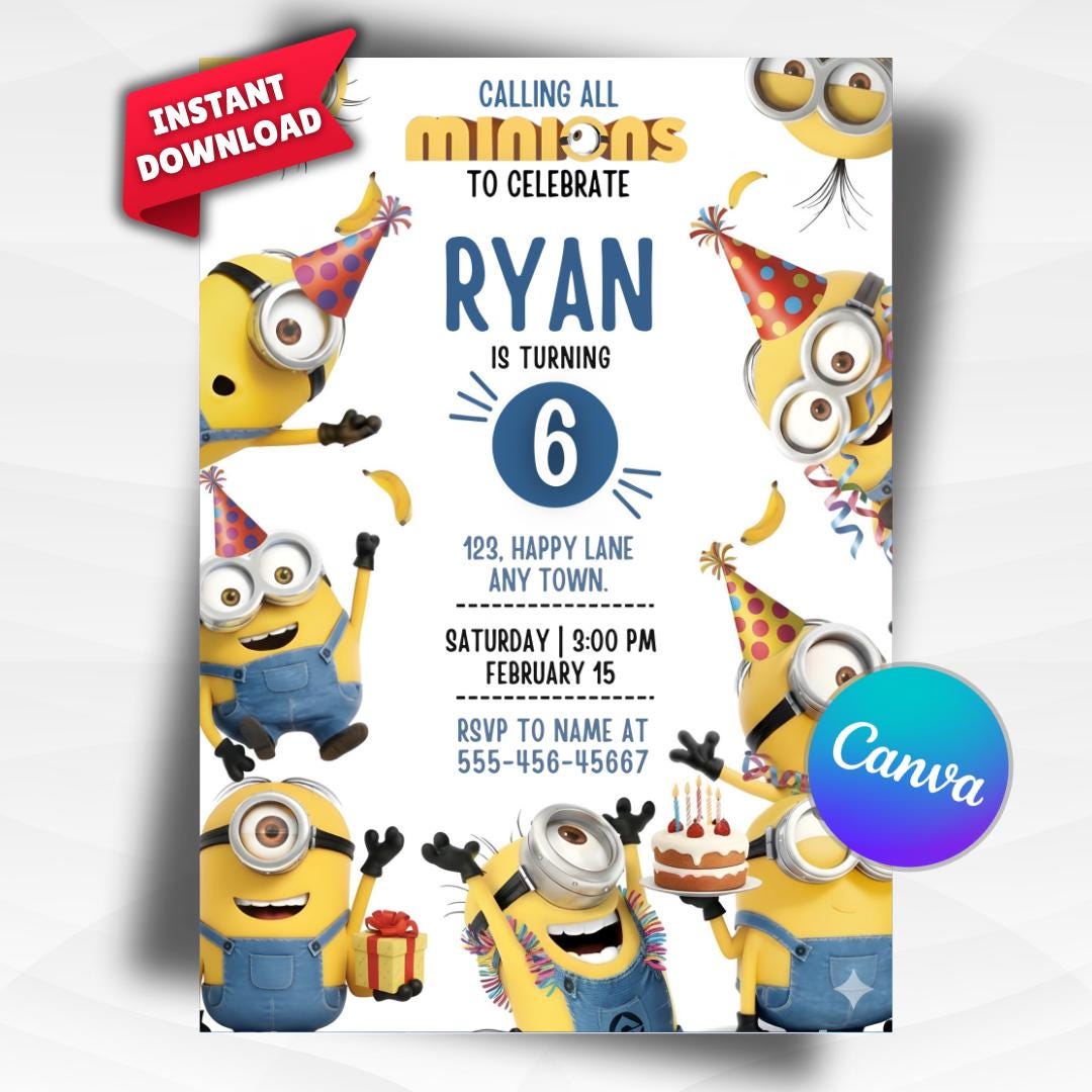 Boys Birthday Invitation Movie Theme - Etsy, image size:1080x1080