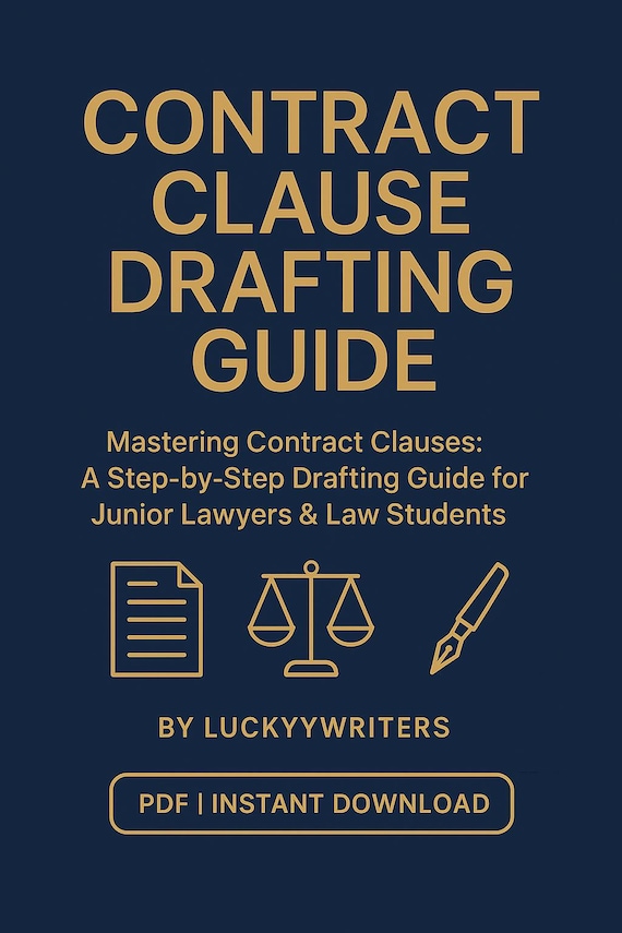Contract Clause Drafting Guide | Legal Writing Template Pack | Law Student & Paralegal Resource PDF | Learn to Draft Professional Clauses