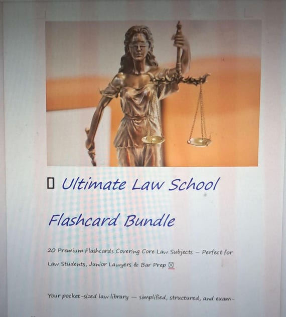 Ultimate Law School Flashcards Bundle | 20 Premium Study Cards for Law Students, Bar Prep & Junior Lawyers | Law Revision PDF