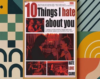 10 Things I Hate About You Classic Movie Poster | High Quality Canvas Print | Vintage Movie Poster | Art Poster For Gift Unframed