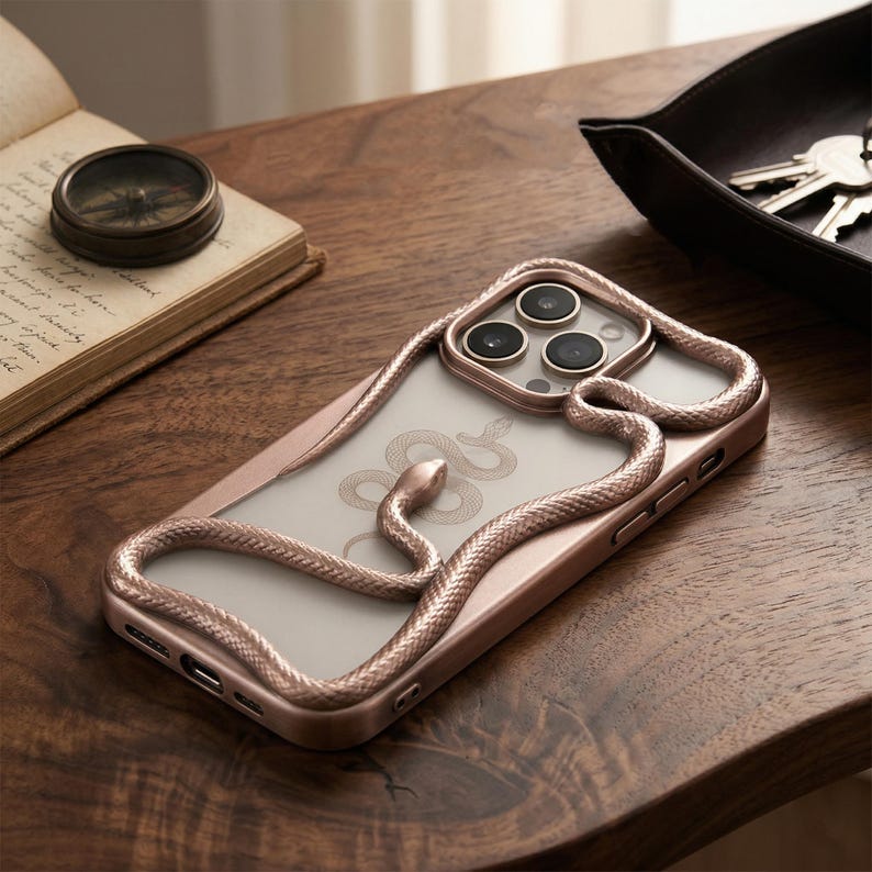 Snake Phone Protector 3D Snake iPhone Case, Gold Serpent Embossed Cover, Dark Academia ...