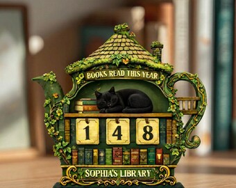 Traqueur en bois de livres lus cette année, cadeau personnalisable pour les amoureux des livres, décoration de bibliothèque personnalisée, panneau de suivi de lecture d'étagère