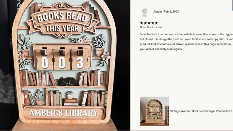 Vintage träbokskylt, personlig läsdisk, dekoration för böcker lästa i år, personlig bibliotekspresent till bokälskare bild 11