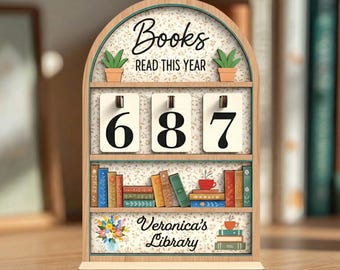 Vintage Book Read Tracker, Reading Tracker, Reading Lover Gift, Library Decor, Personalized Book Lover Gift, Books Read This Year Counter