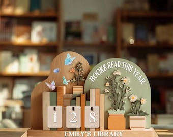 Vintage Book Read Tracker, Reading Tracker, Books Read This Year Counter, Reading Lover Gift, Library Decor, Personalized Book Lover Gift