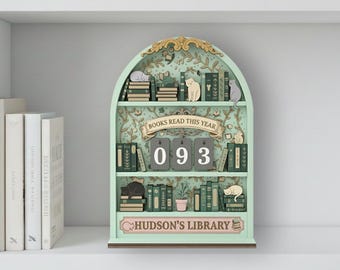 Suivi de livre personnalisé, comptoir de lecture en bois 3D, décoration de bibliothèque