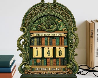 Vintage Book Read Tracker, Personalized Book Lover Gift, Reading Tracker,Library Decor, Books Read This Year Counter, Reading Lover Gift