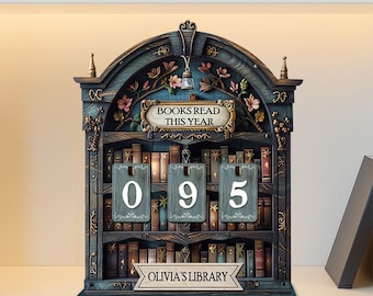 Vintage Book Read Tracker, Personalized Book Lover Gift, Reading Tracker, Books Read This Year Counter, Reading Lover Gift, Library Decor