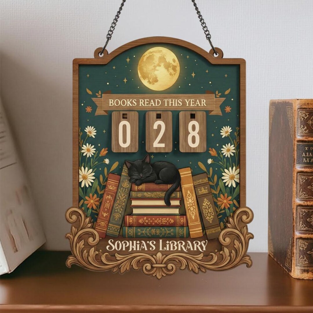 Reding Books Sign Vintage Bookshelf Reading Tracker Sign, Custom Library Sign, Book Lover ...