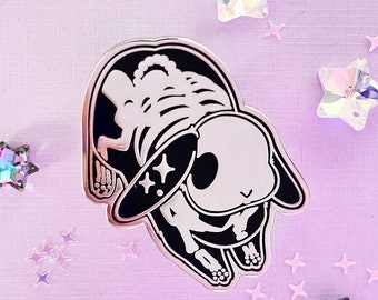 Skeleton Bunny Enamel Pin: Spooky Halloween Rabbit Lapel Pin