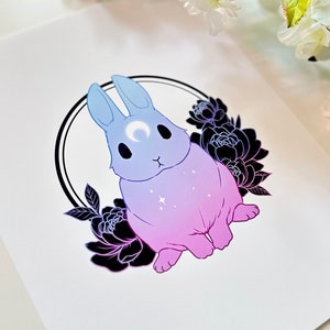 Morning Star Bunny Art Print | Cute Rabbit Digital Illustration