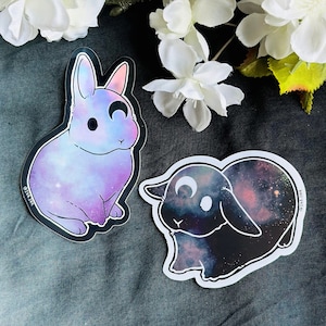 Cosmic Bun Vinyl Stickers | Cute Bunny Die-cut Holographic Stickers