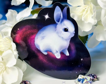 Milky Way Space Bunny Sticker, Holographic Vinyl Sticker, Galaxy Sticker, Cute Dwarf Bunny, Water Bottle Sticker, Laptop or Phone Decal