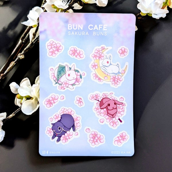 Spring Sakura Buns | Cute Bunny Cherry Blossom Sticker Sheet