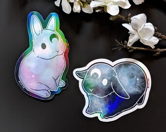 Cosmic Bun Stickers | Cute Die-cut Holographic Bunny Stickers