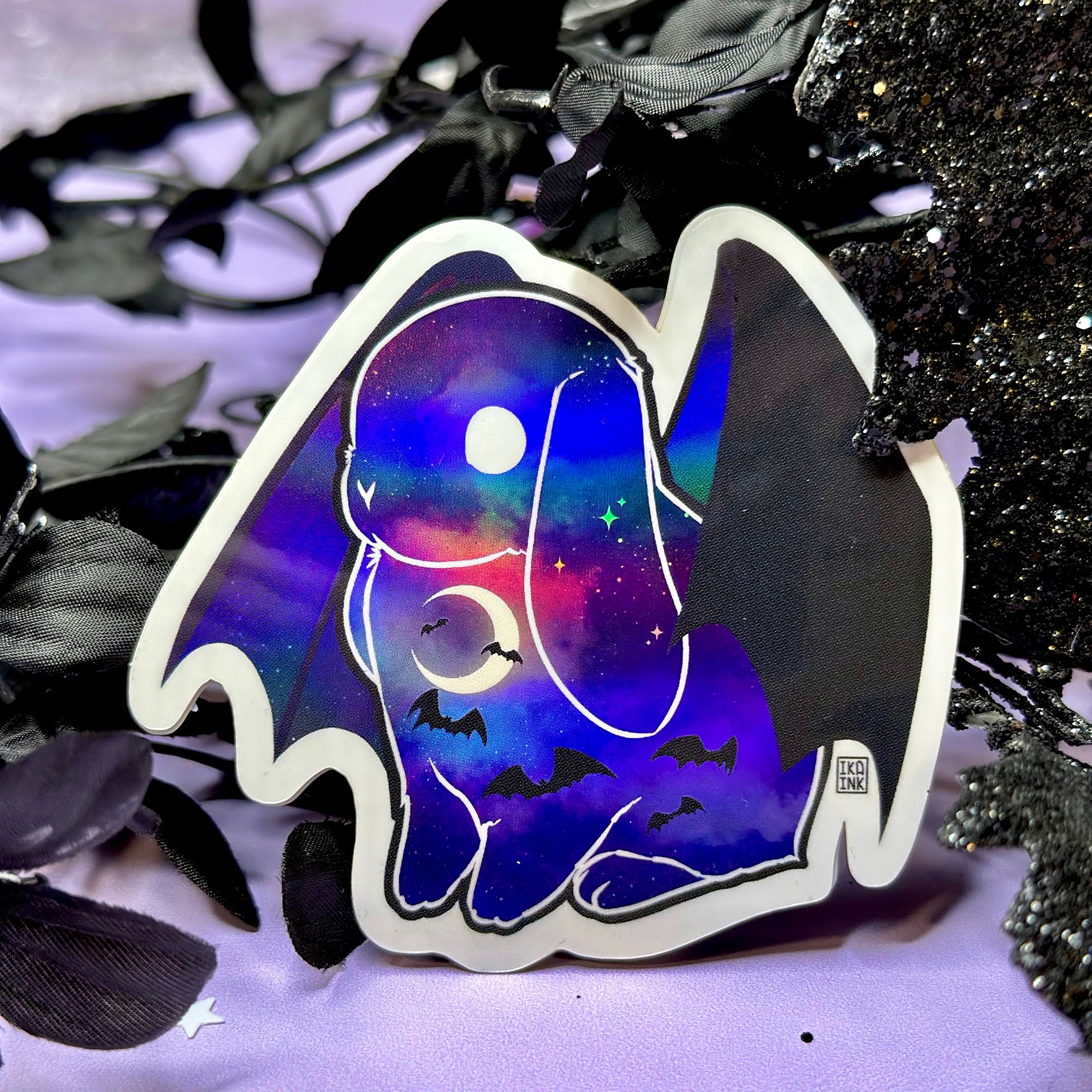 Bat Bunny Holographic Vinyl Sticker | Spooky Halloween Rabbit Decal