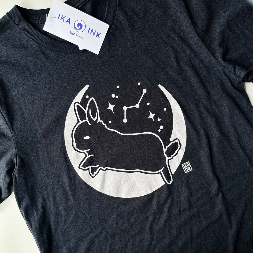 Moon Bunny T-shirt: Celestial Rabbit Stargazer Tee - Black or Lavender ...