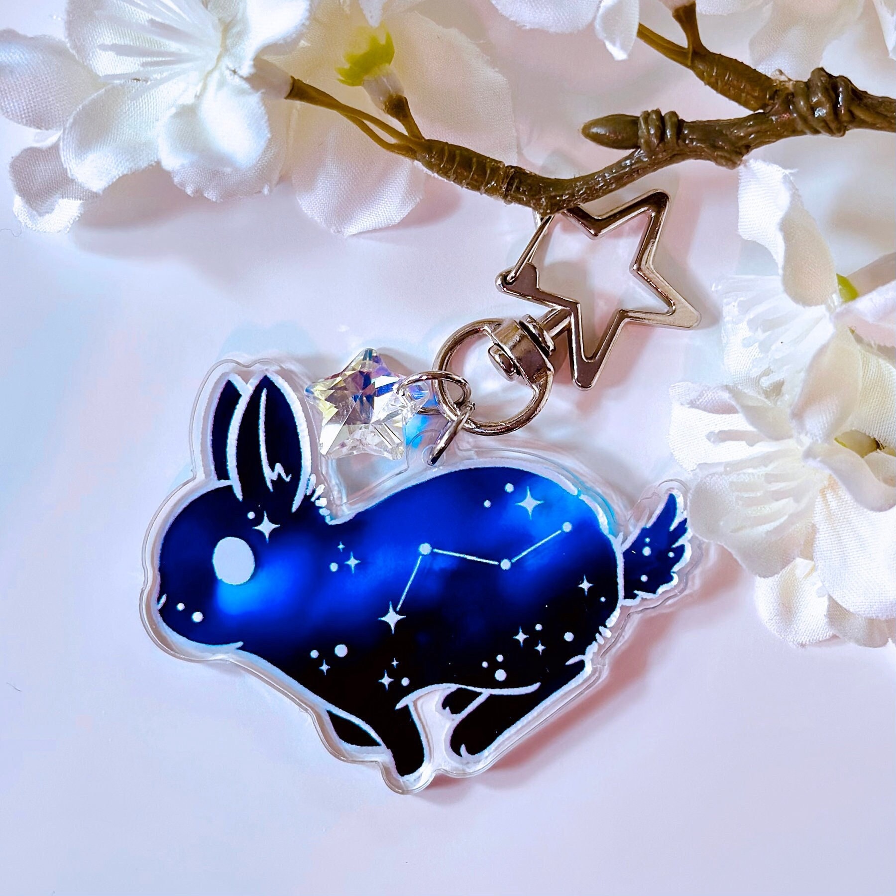 Stellar Constellation Bunny Keychain | Cute Double-sided Clear Acrylic ...