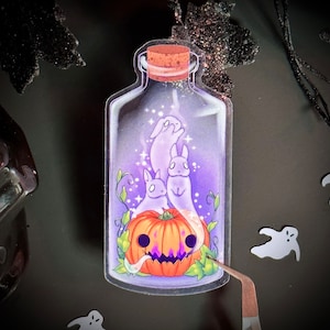 Boo Bunny Ghosts Clear Sticker | Cute Die-cut Transparent Pumpkin and Rabbits Sticker