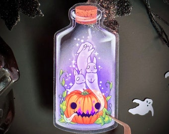 Autocollant transparent Boo Bunny Ghosts | Mignon citrouille et lapins transparents découpés à l'emporte-pièce Sticker
