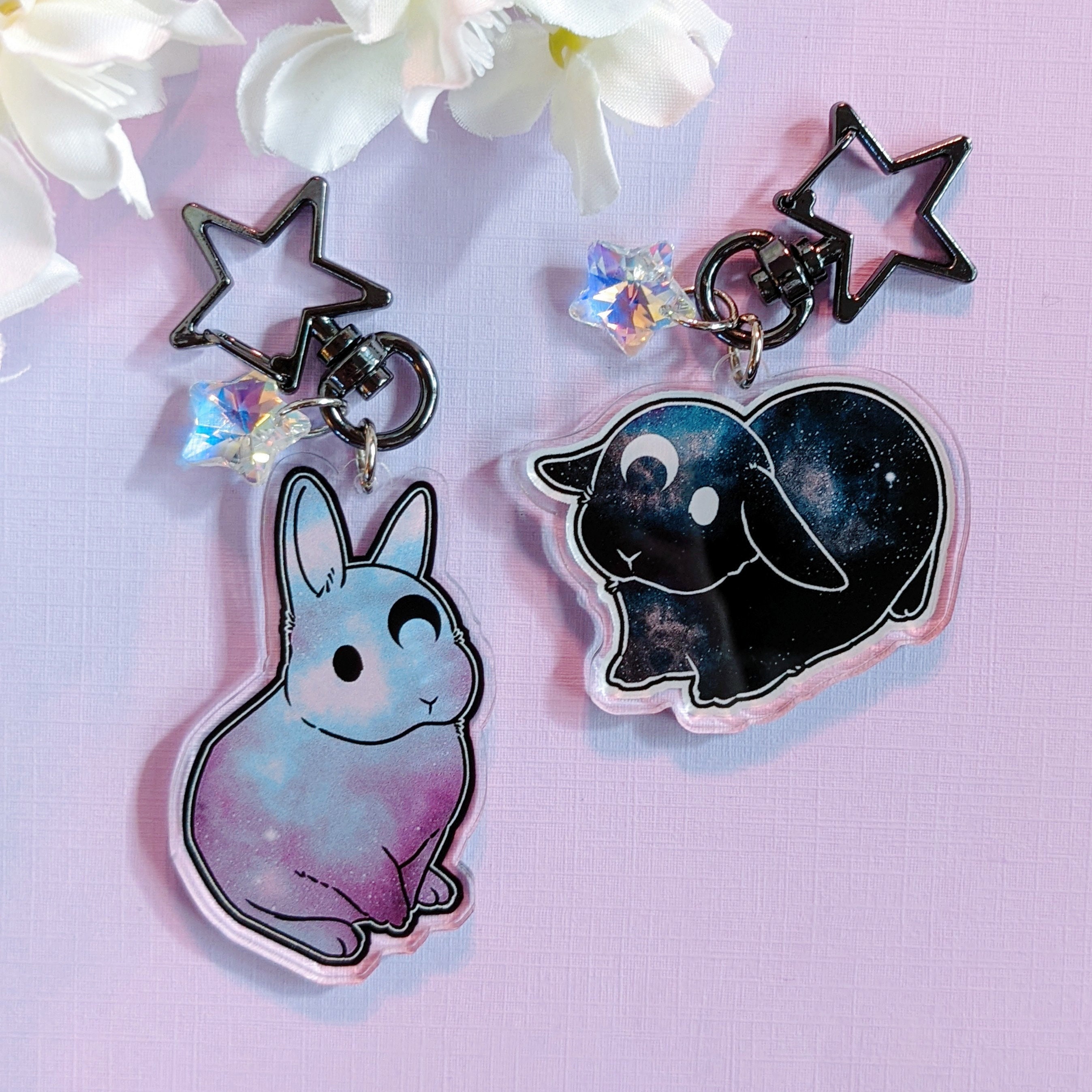 NgocEstablishment Buddy Bo Bunny Keychain Goth Rabbit Keychain Anime Keychain Anime Jet Tag Bunny Goth Accessories for Women, 2023 Black