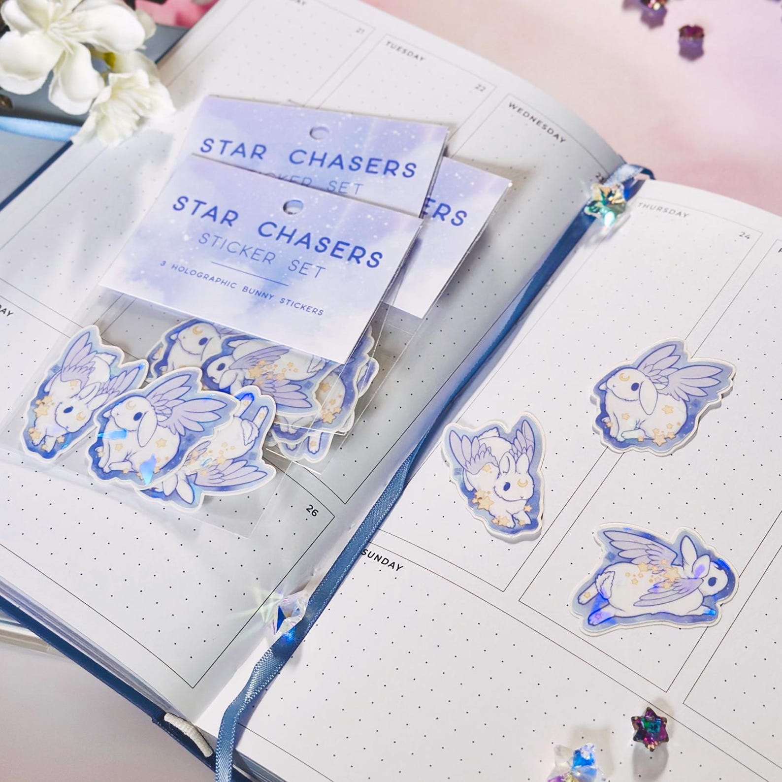 Star Chaser Bunnies Sticker Set | Cute Angelic Rabbits | Winged ...