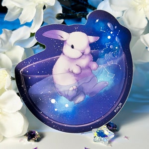 Galaxy Bunny Sticker | Cute Space Rabbit Holographic Vinyl Sticker