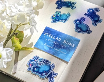 Stellar Bunny Sticker Set | Cute Holographic Space Bunny Stickers