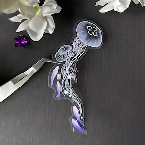 Cosmic Moon Jellyfish Sticker: Ethereal Clear Vinyl Decal