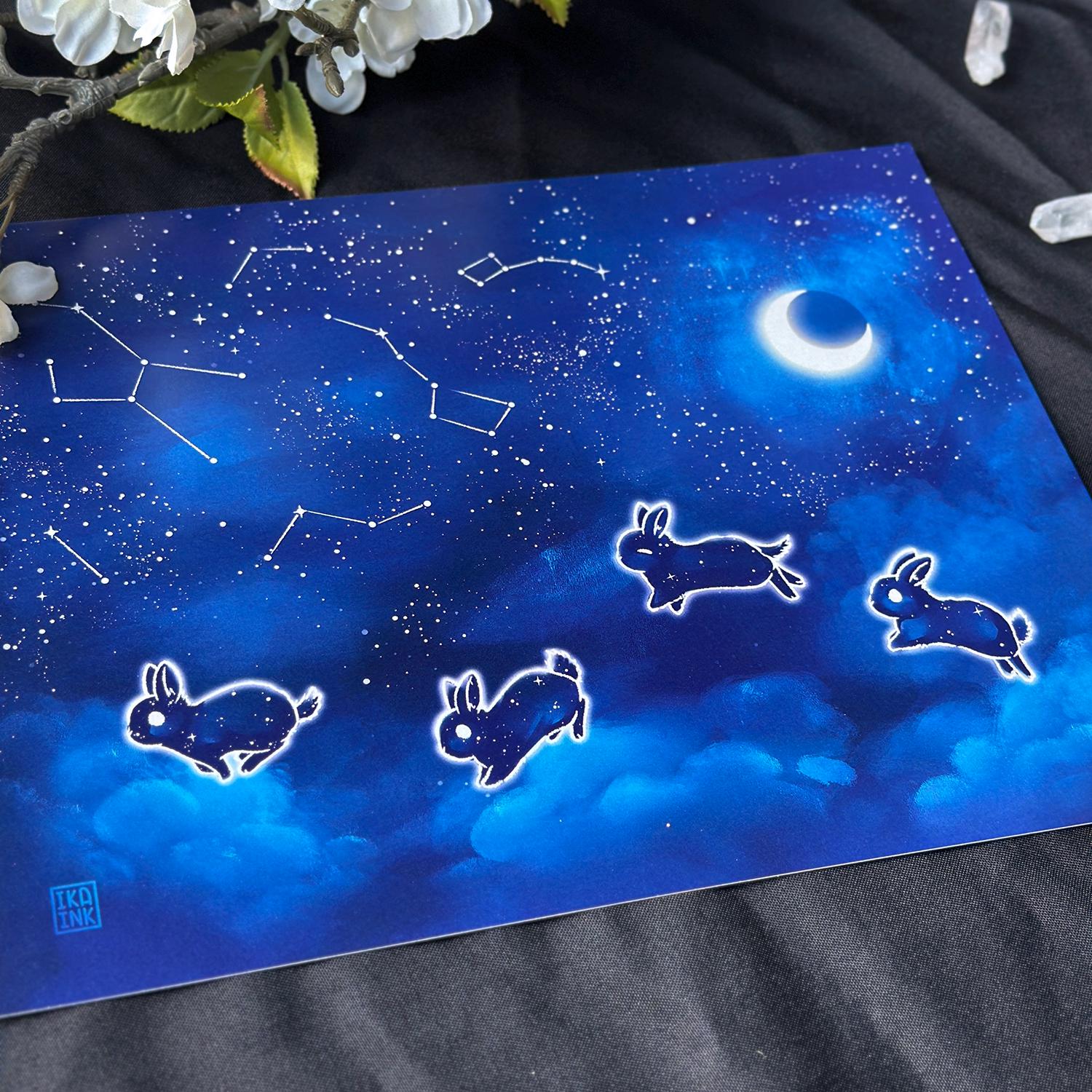 Constellation Bunnies Art Print | Cute Celestial Rabbit Illustration ...