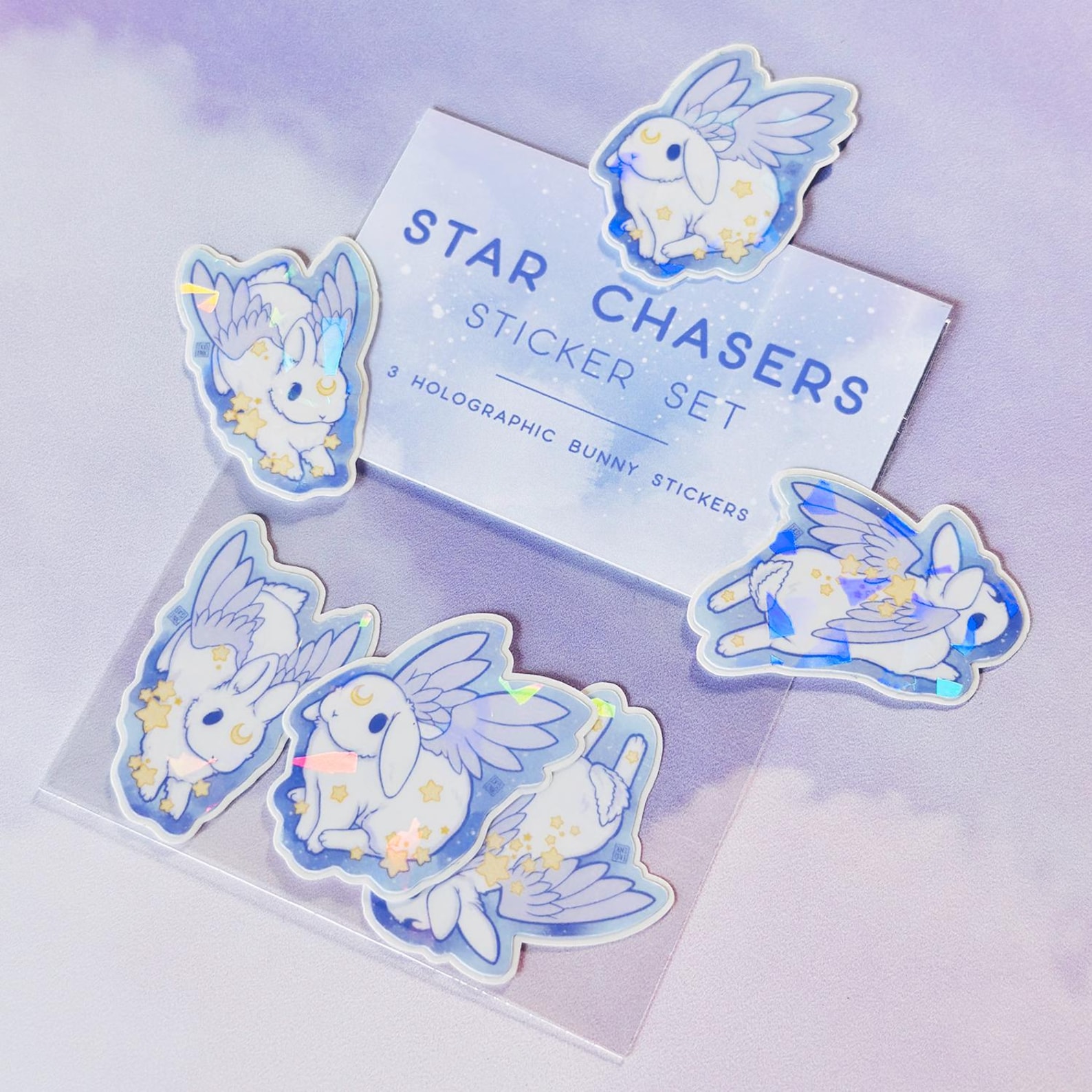 Star Chaser Bunnies Sticker Set | Cute Angelic Rabbits | Winged ...