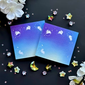 Celestial Bunny Sticky Notepad | Cute Space Rabbit Stationery for Office, School, Scrapbooking, Journaling and Reminders
