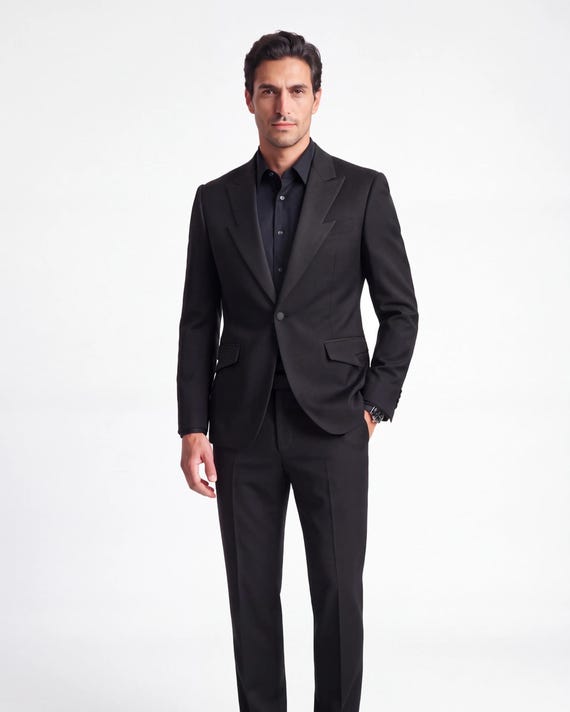 Men's Luxury Wool Blazer, Men's Jacket with Lightning Lapel