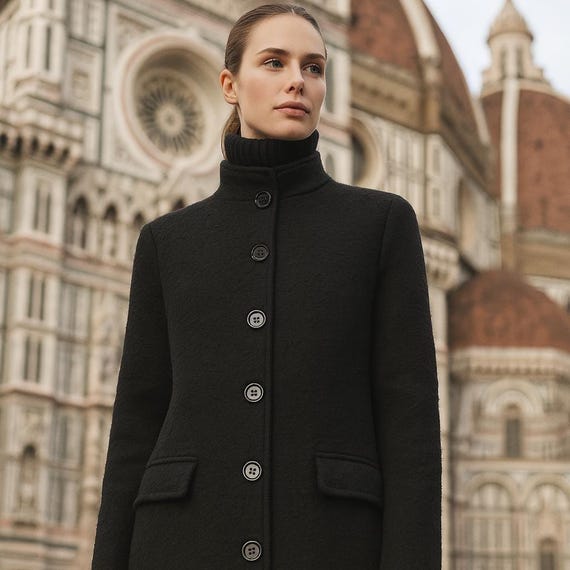 Women's Casentino Cashmere Coat | Elegant Handmade Outerwear | Fine Wool and Cashmere | Exclusive 3-Piece Collection