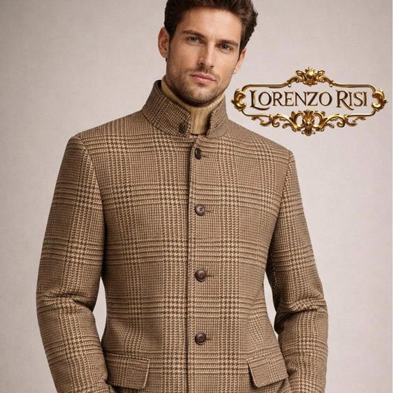 Handmade Prince of Wales Wool Coat