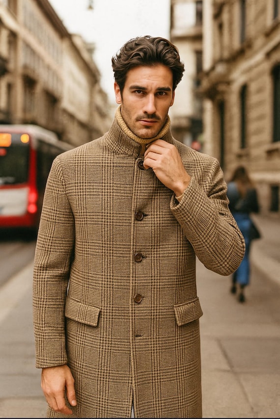 Handmade Prince of Wales Wool Coat