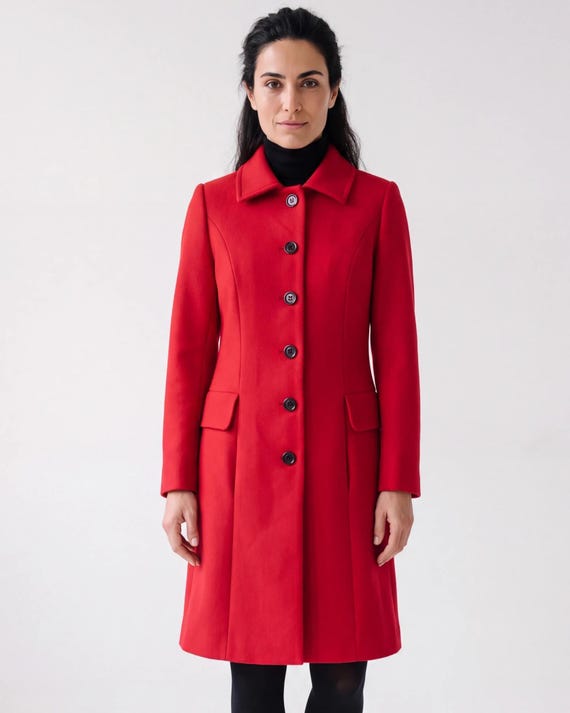 Women's Red Wool Coat – Elegant Coat – Made in Italy