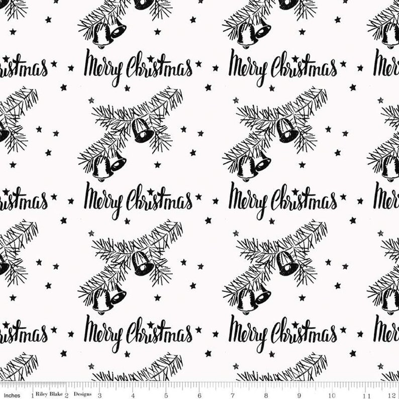 All About ChristmasStamps in White by Riley Blake1/2 yard image 1