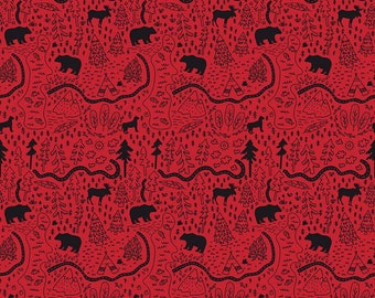 Wild at Heart Map Red by Riley Blake -- 1/2 Yard